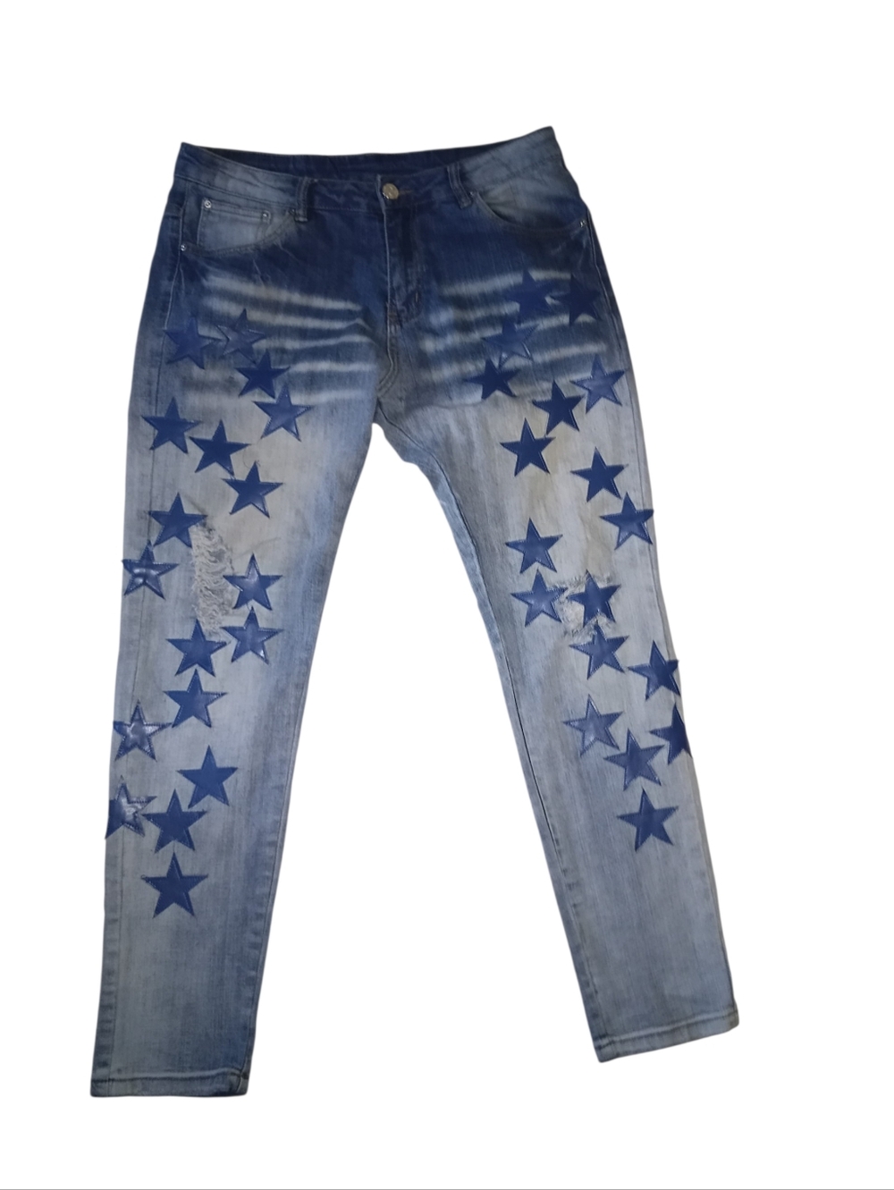 Amiri Jeans USA Mens 32X29 Star Patch Distressed Skinny Denim Stretch Designer